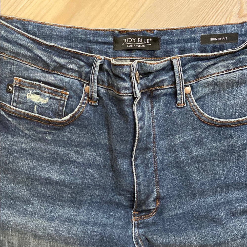 Judy Blue Skinny Blue Jeans with Contrast Stitching